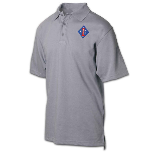 Korea - 1st Marine Division Patch Golf Shirt Gray - SGT GRIT