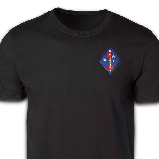 Vietnam - 1st Marine Division Patch T-shirt Black - SGT GRIT