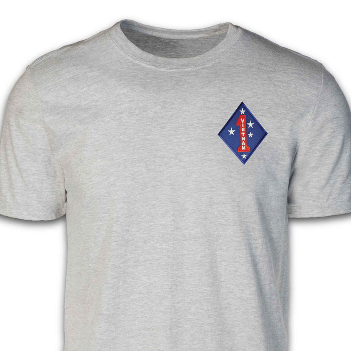 Vietnam - 1st Marine Division Patch T-shirt Gray - SGT GRIT