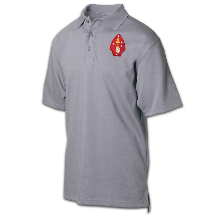 2nd Marine Division Patch Golf Shirt Gray - SGT GRIT