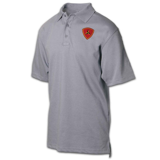 3rd Marine Division Patch Golf Shirt Gray - SGT GRIT