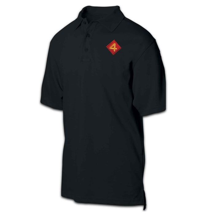 4th Marine Division Patch Golf Shirt Black - SGT GRIT