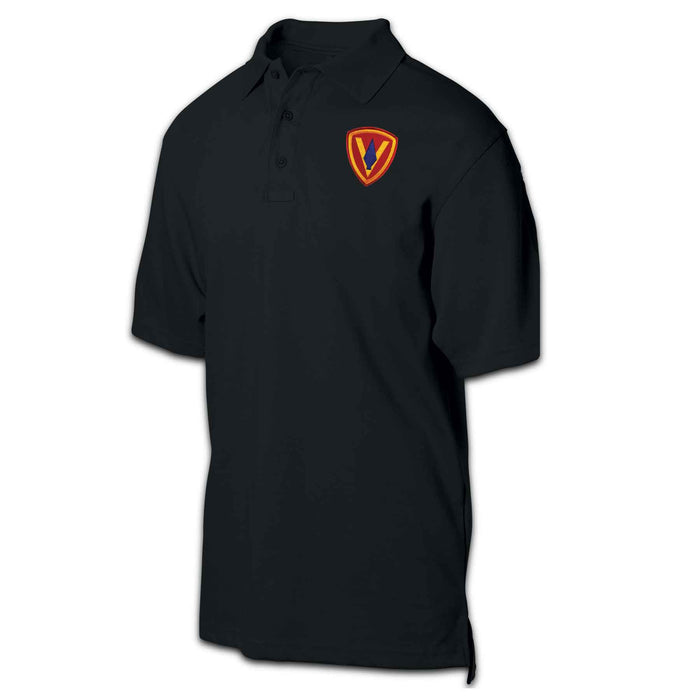 5th Marine Division Patch Golf Shirt Black - SGT GRIT