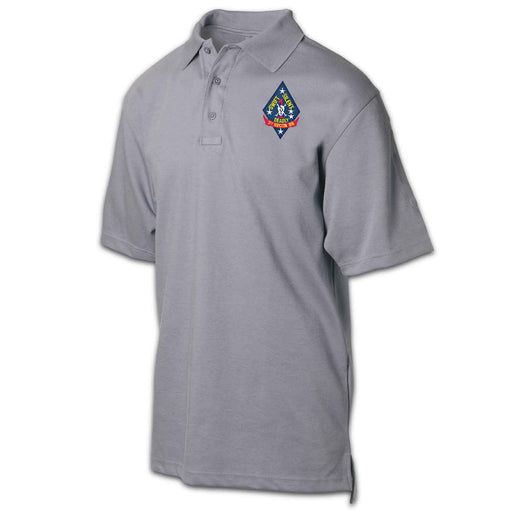 1st Recon Battalion Patch Golf Shirt Gray - SGT GRIT