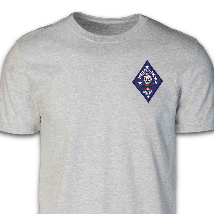 1st Recon Battalion Sniper Platoon Patch T-shirt Gray - SGT GRIT