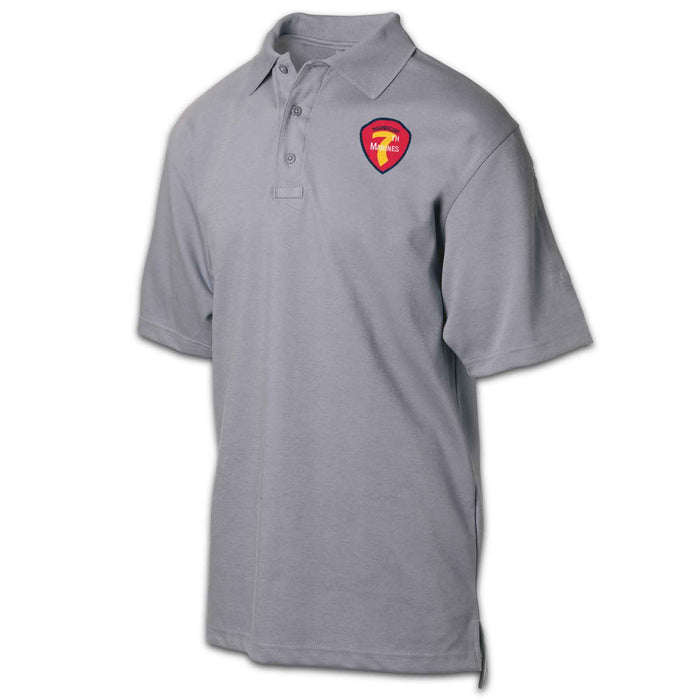 7th Marines Regimental Patch Golf Shirt Gray - SGT GRIT