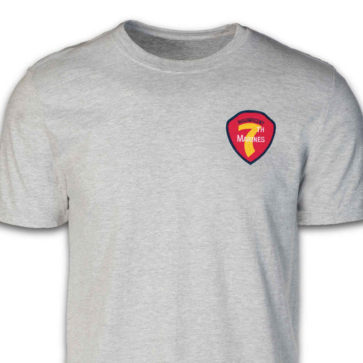 7th Marines Regimental Patch T-shirt Gray - SGT GRIT