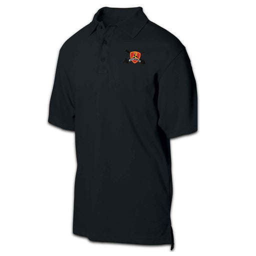 12th Marines Regimental Patch Golf Shirt Black - SGT GRIT