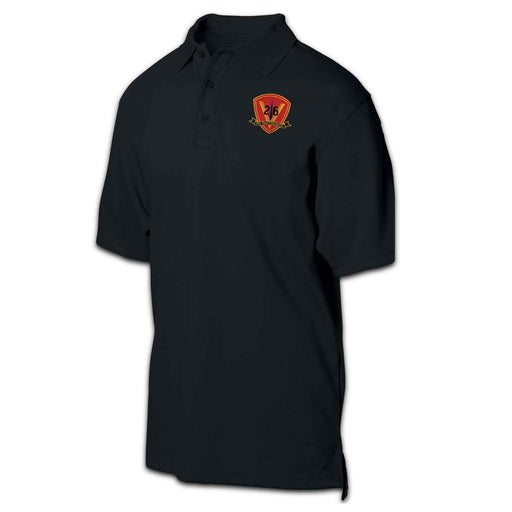 26th Marines Regimental Patch Golf Shirt Black - SGT GRIT