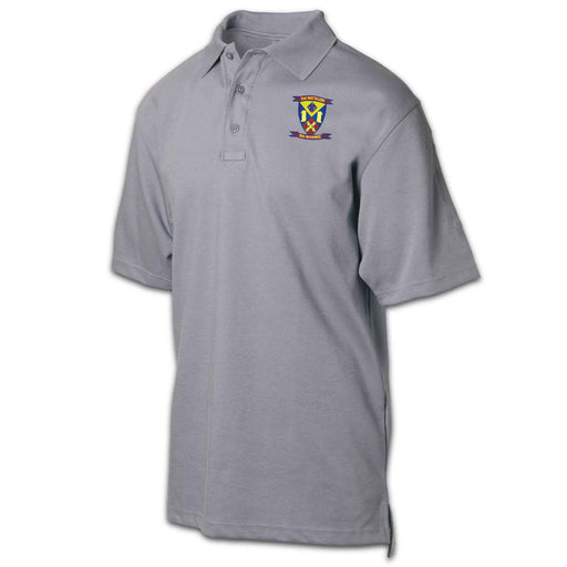 2nd Battalion 5th Marines Patch Golf Shirt Gray - SGT GRIT