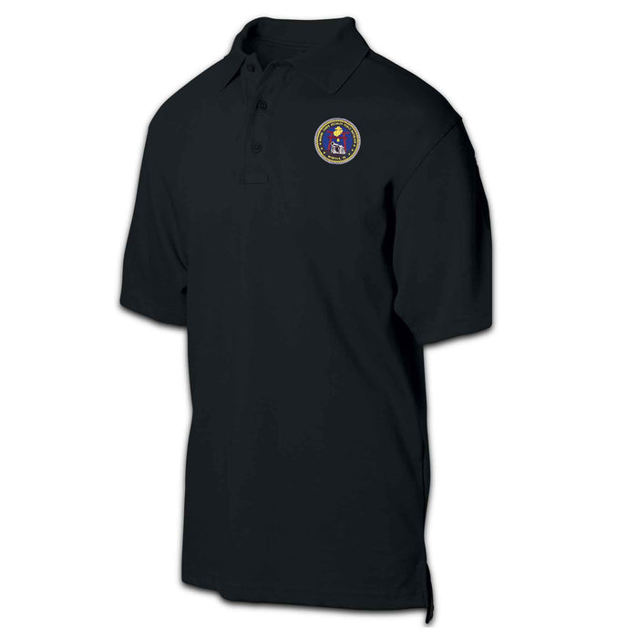 Marine Corps Security Force Battalion Patch Golf Shirt Black - SGT GRIT
