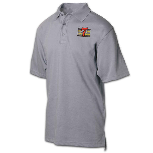 7th Engineers Battalion Patch Golf Shirt Gray - SGT GRIT