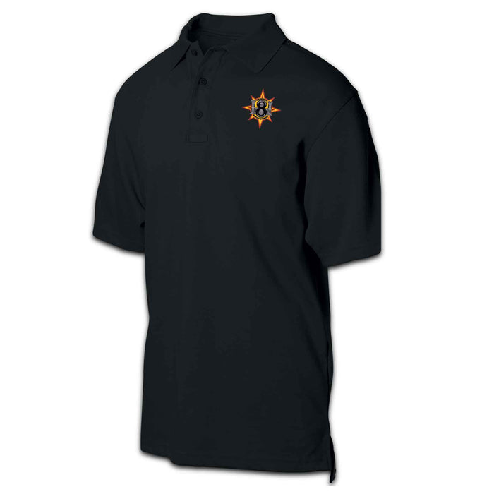 8th Engineer Battalion Patch Golf Shirt Black - SGT GRIT