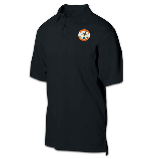 8th Communication Battalion Patch Golf Shirt Black - SGT GRIT