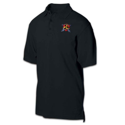 1st Battalion 12th Marines Patch Golf Shirt Black - SGT GRIT