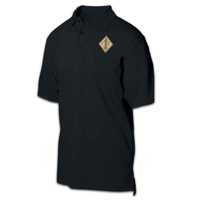 Afghanistan - 1st Marine Division Desert Patch Golf Shirt Black - SGT GRIT