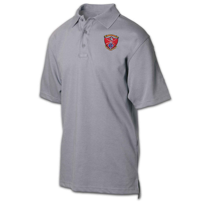 1st Battalion 5th Marines Patch Golf Shirt Gray