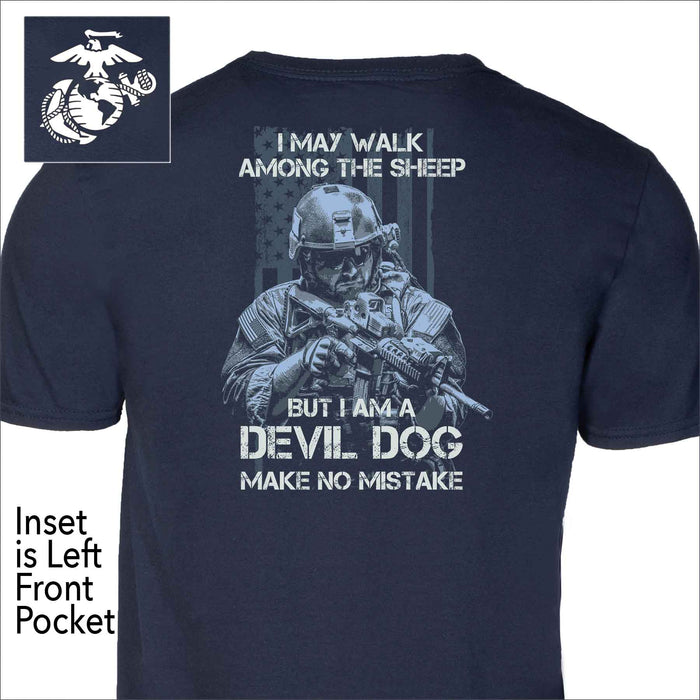 Devil Dog Make No Mistake Back With Front Pocket T-shirt - SGT GRIT