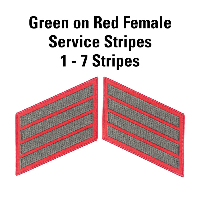 Green on Red Female Service Stripes