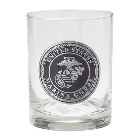 Marines 10 oz. Rocks Glass With Black EGA Emblem - SGT GRIT