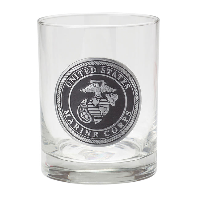 Marines 10 oz. Rocks Glass With Black EGA Emblem - SGT GRIT