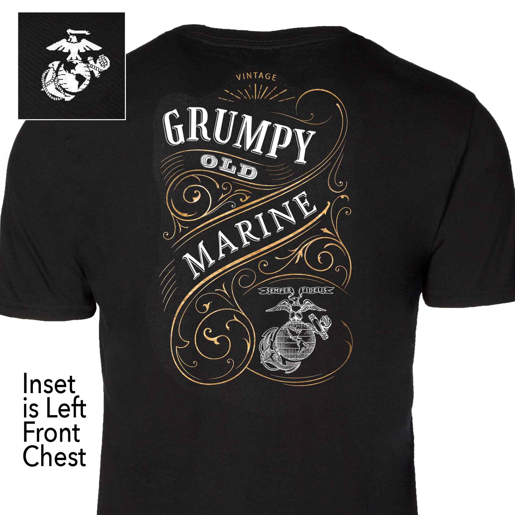 Grumpy Old Marine Vintage EGA Back With Left Chest T-shirt – SGT GRIT