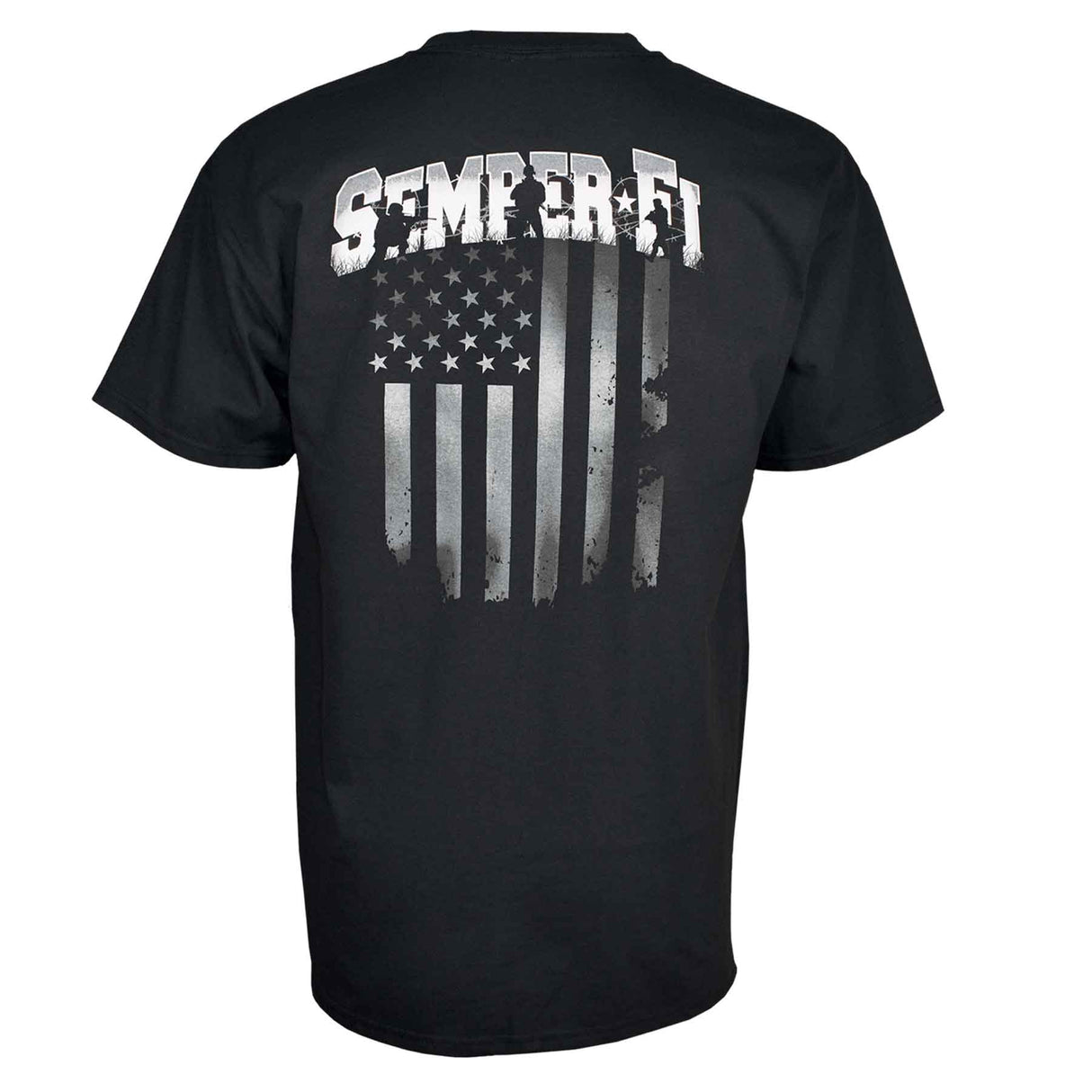 USMC Semper Fi Flag T-shirt White/Black - SGT GRIT