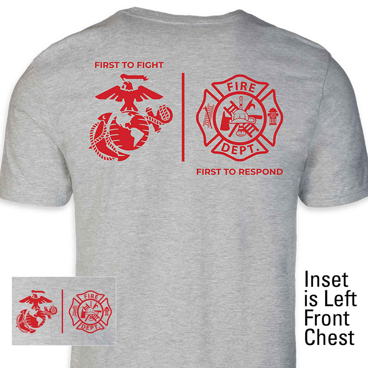 USMC First Responders Fire T-Shirt - L / Gray by Sgt Grit
