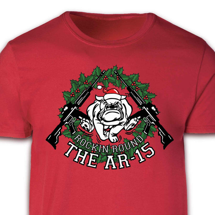 Marine Mascot Rockin' Around the AR-15 Holiday T-shirt - SGT GRIT