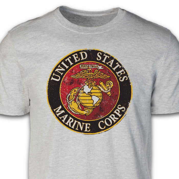 Vintage-Look Distressed Marine Corps EGA Emblem T-shirt