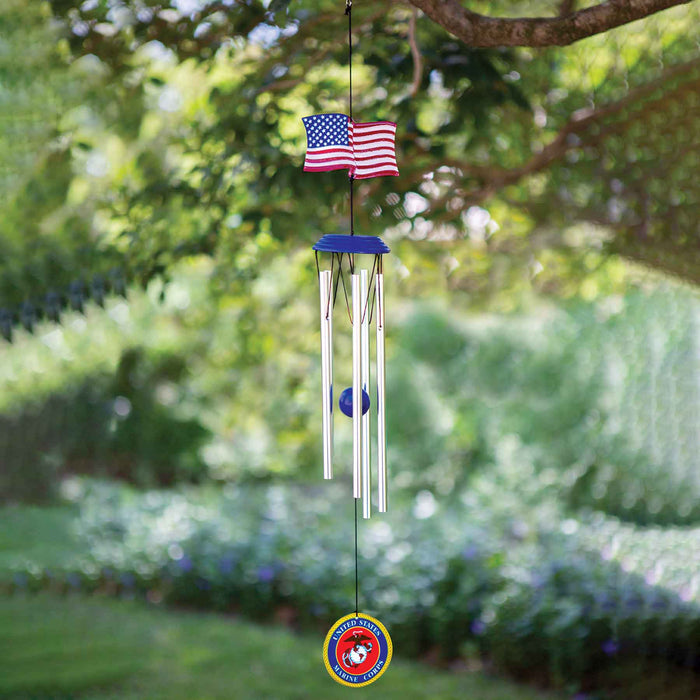 Marines With Flag Windchime - SGT GRIT