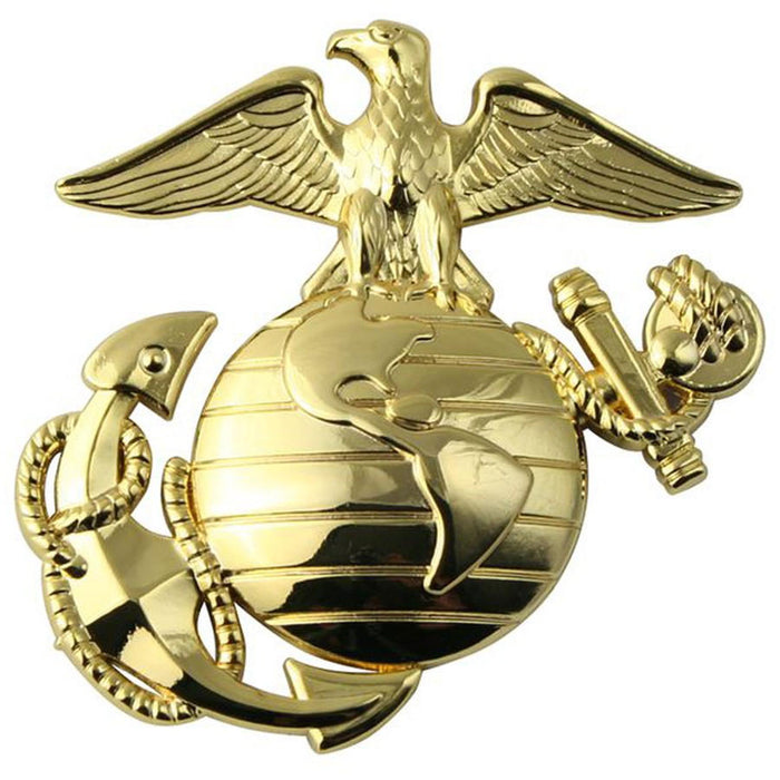 Solid Metal Eagle Globe and Anchor Auto Emblem - SGT GRIT