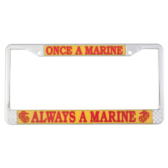 Once A Marine Chrome License Plate Frame