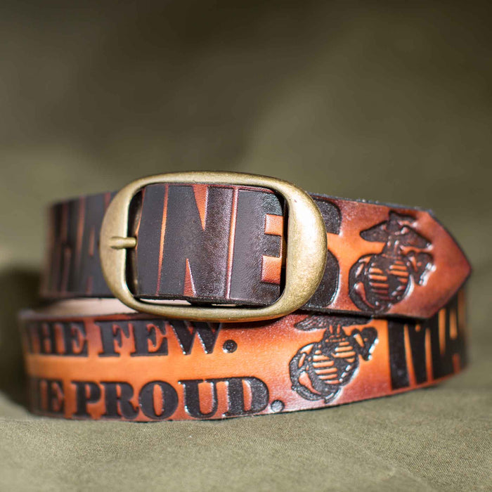 The Few The Proud Embossed Leather Belt