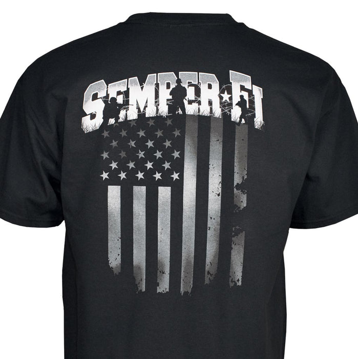USMC Semper Fit Flag T-shirt White/Black