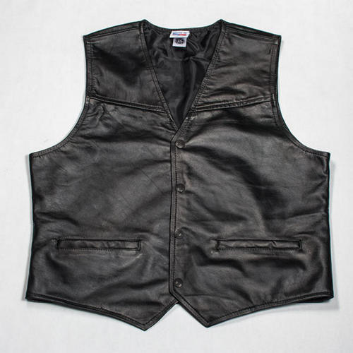 Embossed Black Leather Vest — SGT GRIT
